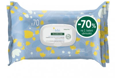 Klorane Bébé jemné čisticí ubrousky duopack 2 x 70 ks