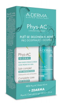 A-Derma Phys-AC Global 40 ml + Čisticí gel 100 ml + vzorek gel 25 ml