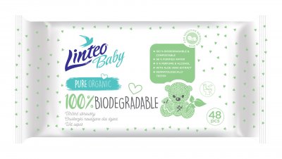 LINTEO BABY Vlhčené ubrousky 100% Biodegradable, 48 ks