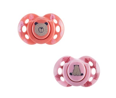 Tommee Tippee Šidítko C2N Silikon Fun 2 ks růžová