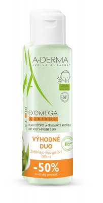 A-Derma Exomega Control Zvláčňující mycí gel 2v1 2x500 ml DUO