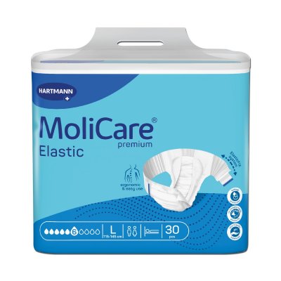 KALHOTKY ZALEPOVACÍ MOLICARE ELASTIC 6 KAPEK L BOKY 115-145CM,2349ML,30KS