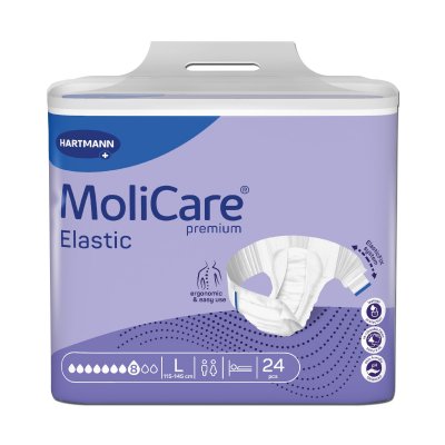 KALHOTKY ZALEPOVACÍ MOLICARE ELASTIC 8 KAPEK L BOKY 115-145CM,3200ML,24KS