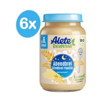 Alete BIO Příkrm kaše večerní semolinová s vanilkovou příchutí 6m+ 6x190 g
