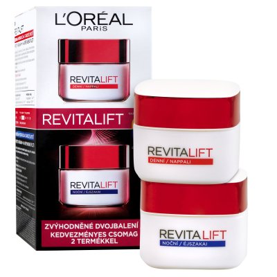 L’Oréal Paris Revitalift Loreal Paris Revitalift zklidňující krém proti vráskám 50 ml + Loreal Paris Revitalift noční zpevňující a protivráskový krém pro všechny typy pleti 50 ml dárková sada