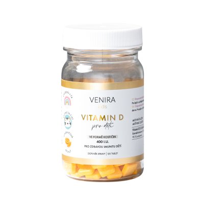 Venira kids Vitamin D pro děti ve formě kostiček pomeranč 120 tablet