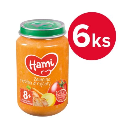 NUTRICIA Hami zelenina s krůtou a rajčaty 6 x 200 g