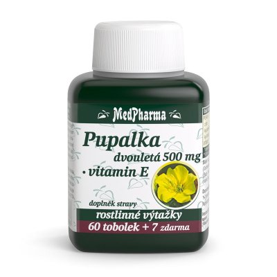 Medpharma Pupalka dvouletá 500 mg + Vitamín E 67 tobolek