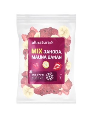 Allnature Mix lyofilizovaného ovoce - jahoda, malina, banán 100g