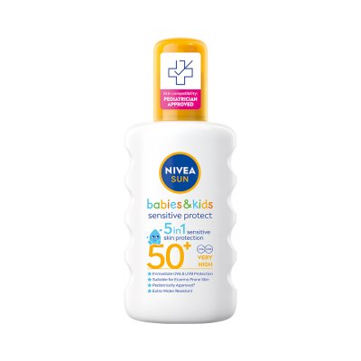 Nivea SUN Dětský sprej na opalování Sensitive OF50+ 200 ml