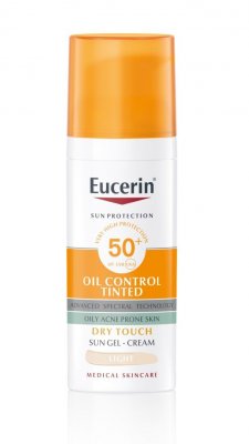 Eucerin Oil Control Ochranný krémový gel na opalování na obličej SPF 50+ světlý 50 ml