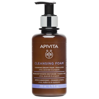 Apivita Cleansing Olive & Lavender čistící pěna na obličej a oči Dermatologically and Ophthamologically Tested 200 ml