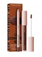Makeup Revolution Lip Contour Kit D. dlouhotrvající matná tekutá rtěnka 3 ml + D. tužka na rty 1 g dárková sada