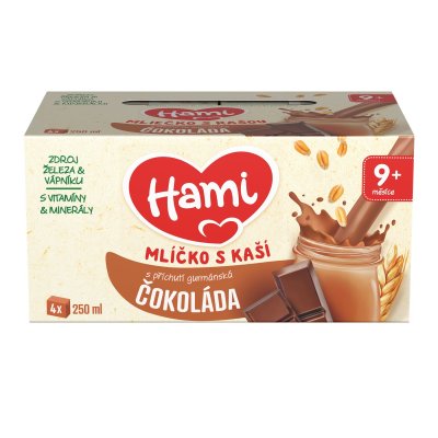 Hami Mlíčko s kaší s příchutí čokolády 4x250 ml