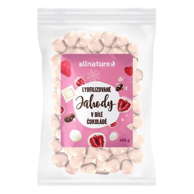 Allnature Jahody sušené mrazem v bílé čoko 100g