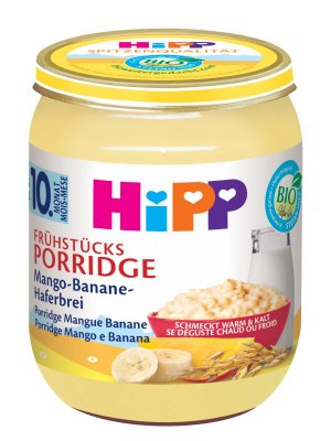 Hipp BIO snídaňová ovesná kaše s mangem a banánem ovesná kaše 160 g