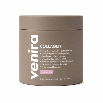 Venira Kolagen ve formě srdíček malina 120 tablet