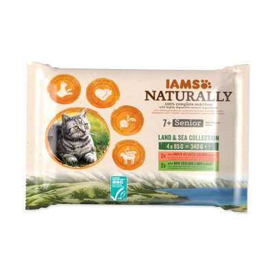 IAMS Naturally Senior Masa v omáčce kapsičky multipack 4x85 g