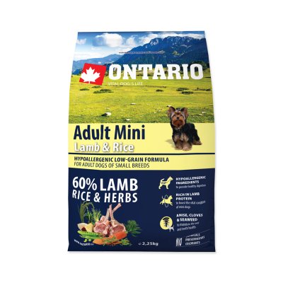 Ontario Adult Mini Lamb&Rice granule 2,25 kg