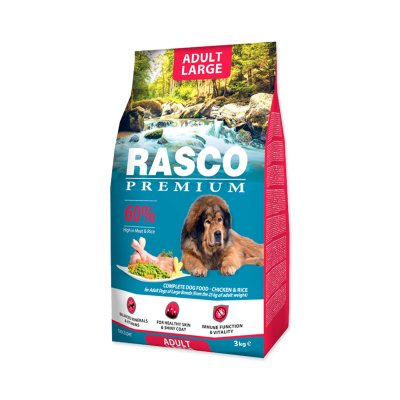 Rasco Premium Adult Large Kuře s rýží granule 3 kg