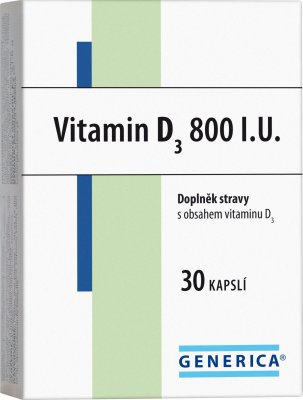 Generica Vitamin D3 800 I.U. 30 kapslí Generica Vitamin D3 800 I.U. 30 kapslí