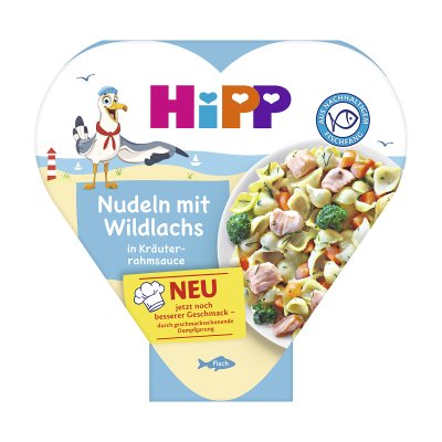 HIPP Těstoviny s divokým lososem s bylinkovo-smetanovou omáčkou 250 g