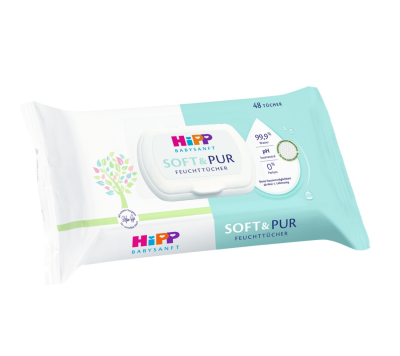 HiPP Babysanft vlhčené ubrousky Soft&Pur + víčko 18x48ks 18 x 48 ks