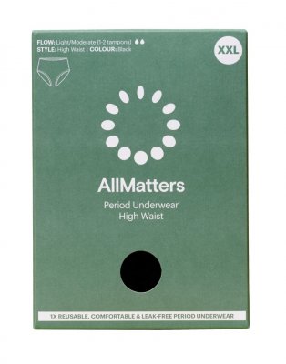 AllMatters Menstruační kalhotky s vysokým pasem vel. XXL 1 ks černé