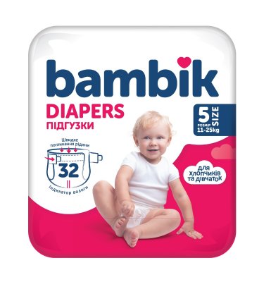 Bambik Dětské pleny vel. 5 11-25 kg 32 ks Bambik Dětské pleny vel. 5 11-25 kg 32 ks