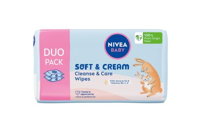 Nivea baby Soft & Cream duopack čisticí ubrousky 2x57 ks