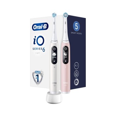 Oral-B iO-6 Bílý a růžový elektrický zubní kartáček 2 ks
