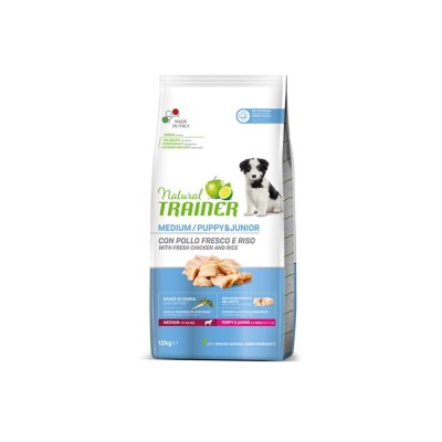 Natural Trainer Puppy&Junior medium kuře granule 12 kg