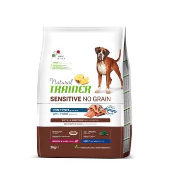 Natural Trainer No grain medium/maxi pstruh granule 3 kg