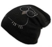 Jarní/podzimní čepice Sovička - černá