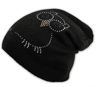 Jarní/podzimní čepice Sovička - černá