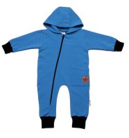 Teplákový overal s kapsičkou a kapucí BOY, modrý, 56