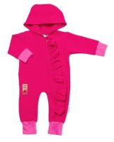 Teplákový overal s volánkem a kapucí GIRL,amarant, vel. 80