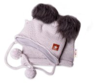 Baby Nellys Zimní čepice s fleecem Star + komínek,šedá, 98/104