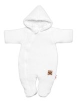 Zimní pletená kombinézka/overálek s kapucí, bílá, vel. 62