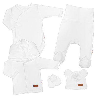 5D Bavlněná souprava pro miminko do porodnice Nature, bílá, 62