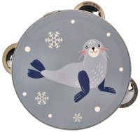 Dětská dřevěná tamburína Tuleň - šedá