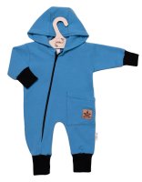 Teplákový overal s kapsičkou a kapucí BOY, modrý, vel. 86