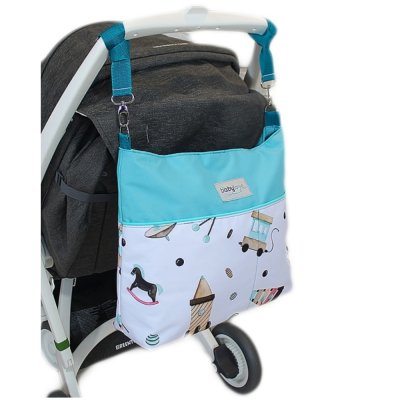 Stylová taška na kočárek Hand Made, hračky, tyrkysová