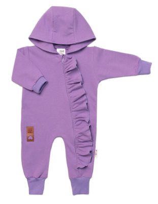 Teplákový overal s volánkem a kapucí GIRL,fialový, vel. 80