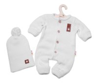 2D Pletený overálek STAR + čepice Hand Made, bílá, vel. 80/86