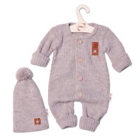 2D Pletený overálek STAR + čepice Hand Made, béžová, vel. 80/86