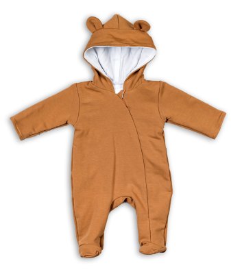 Kojenecký teplákový overal s kapucí Teddy - karamelový, vel. 80 Kojenecký teplákový overal s kapucí Teddy - karamelový, vel. 80