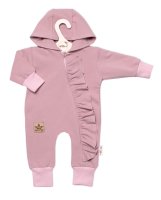 Teplákový overal s volánkem a kapucí GIRL, pudrový, vel. 86