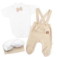 3D souprava Gentleman s kr. rukávem - béžová/bílá, vel. 56