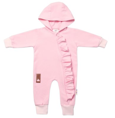 Teplákový overal s volánkem a kapucí GIRL, sv. růžový, vel. 86